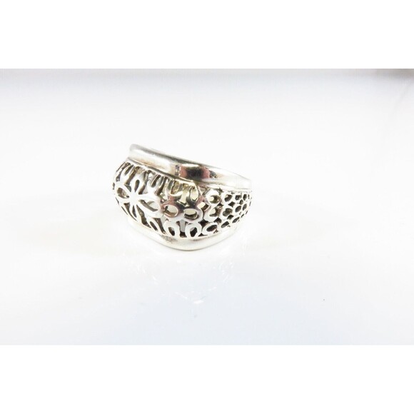 Pierced Sterling Silver Designer Style Finger Ring Pre-owned Size 6 1/2 - Picture 4 of 8